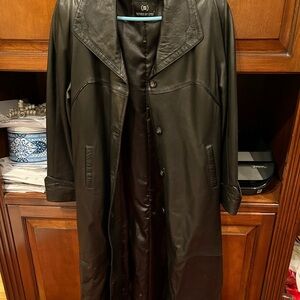 UNISEX Black Leather Trench Coat